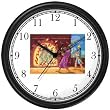Nebuchadnezzar Throws - Hananiah, Mishael, and Azariah (Shadrach, Meshach, and Abednego) into the furnace. They are protected by an Angel of God - Biblical or Bible Religious Themes Wall Clock by WatchBuddy Timepieces (Black Frame)