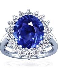14K White Gold Oval Cut Blue Sapphire Ring With Sidestones (GIA Certificate)