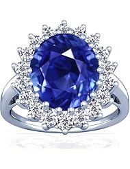 Platinum Oval Cut Blue Sapphire Ring With Sidestones (GIA Certificate)