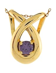 10k Real Yellow Gold Amethyst Unique Striking Ladies 2.0cm Slide Pendant