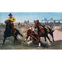 Bulldoggin - Fine-Art Gicl??e Photographic Print - 8x10 Enlargement from a Classic Vintage Postcard