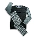 Private Label - Mens Big And Tall Long Sleeve Woven Pajamas, Black, Grey
