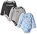 Calvin Klein Baby-Boys Newborn 3 Pack Long Sleeve Bodysuits Blue and Gray, Multi, 0-3 Months