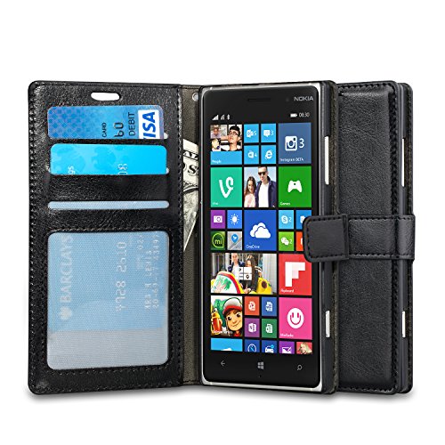 Nokia Lumia 830 Case, J&D [Stand View] Lumia 830 Wallet Case [Slim Fit] [Stand Feature] Premium Protective Case Wallet Leather Case for Nokia Lumia 830 (Black)