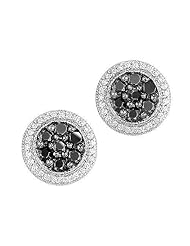 Black Diamond and Diamond Earrings 3/4ctw