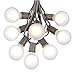 G50 String Lights with 25 Frosted White Globe Bulbs By Novelty Lights-Globe Lights String-Outdoor String Lights-Outdoor Lights-Globe Lights-Bulb String Lights-Globe String Lights Outdoor-Brown Wire-25 Foot