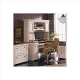 Bush Furniture Fairview L-Shape Wood Computer Desk Set with Hutch in Antique White