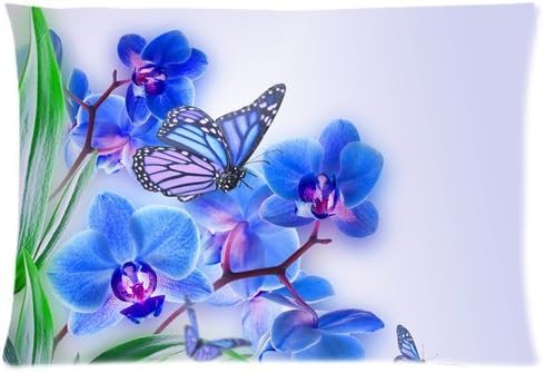 JSYOUDF Cotton linen sofa decorative gift pillow cushion for leaning on, beautiful pink butterfly, purple flower the pillowcase 18"x18" pillowcase. (One side)