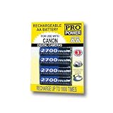 Pro Series High Capacity AA 2700 mAh Rechargeable NiMH Battery 4-PACK for Canon EOS Rebel Xsi PowerShot A470 A580 A590 IS S5 IS S1 S2 S3 IS Digital Photo Camera