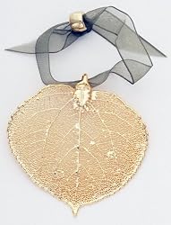 Pendant or Ornament - Gold Plated Aspen Leaf. Real Leaf!