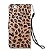 iPhone 6 Case, Tradekmk(TM) Fashion Luxury Premium PU Leather Slim Fit [Bling Crystal Leopard Print Skin] Folio Magnet Hand Strap Wallet Cover Case with Card Holders Compatible with Apple iPhone 6(4.7)-[+Stylus]-(Brown)