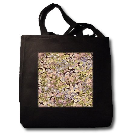 Lee Hiller Designs Floral Print - Chrysanthemum Pastel Lavender Green Pink Gold - Tote Bags