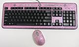 2 Pack/Set Pink Crystal Rhinestone USB Computer Keyboard + Mouse