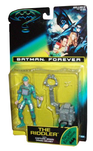  Kenner Year 1995 Target Exclusive Batman Forever 5 Inch Tall Action Figure - THE RIDDLER with Capture Brain Drain Helmet