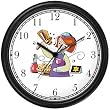 Girl with Gragger during Purim Judaica Jewish Theme Wall Clock by WatchBuddy Timepieces (White Frame)