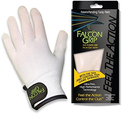 Falcon Grip Golf Glove Series - Left Hand Glove - Worn by Right Handed Golfers - Patent Pending TACK Technology Provides Superior Grip in a Wet &amp; Dry Environment! Choose between Black or White!