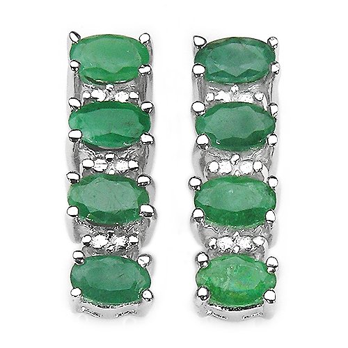 2.20 Carat Genuine Emerald Silver Earring