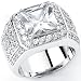 Solid Sterling Silver Cubic Zirconia Rhodium Plated Men's Ring with Beautiful CZ Stones