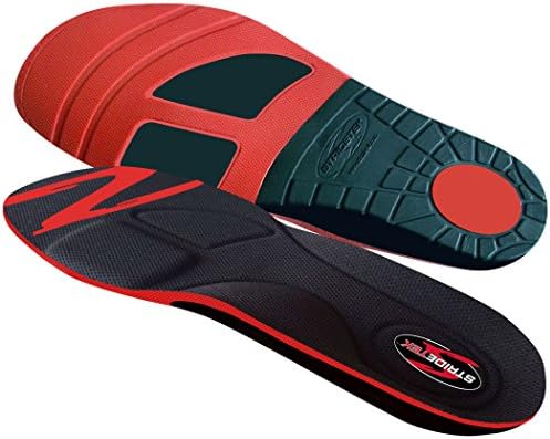 Stridetek Cross Trainer Orthotic Insoles - Arch Support Metatarsal Pad & Gel Plugs Prevent Foot Pain Plantar Fasciitis & Shin Splints - (Red) - Mens 12 / Womens 13