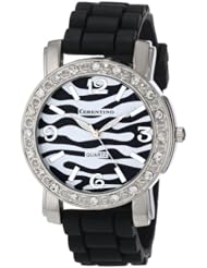 Cerentino Womens CR104-BLK  Black Silicone Rubber Zebra Print Dial Watch
