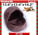 13.4" Pet Bed Dog Bed Cat Bed House with Mat Soft Dark Brown