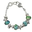 Silvertone Starfish with Glass Beads Sliding Bracelet Fashion Jewelry