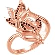 14K Rose Gold Garnet Red and White Diamond Ring