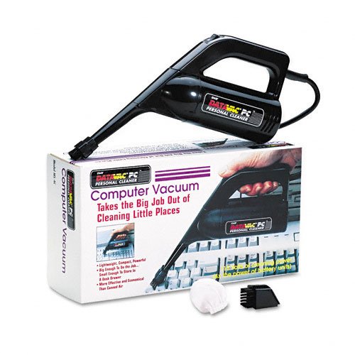 DataVac Products - DataVac - P.C. Handheld Vacuum, Black - Sold As 1 Each - 110 volt PC cleaner weighs less than one pound and has four times the power of battery-operated vacuums. - Cup catches debris; just snap open to empty. - Includes filter, crevice tool and two dust brushes. - Not for use with toner replacement bags/filters. -