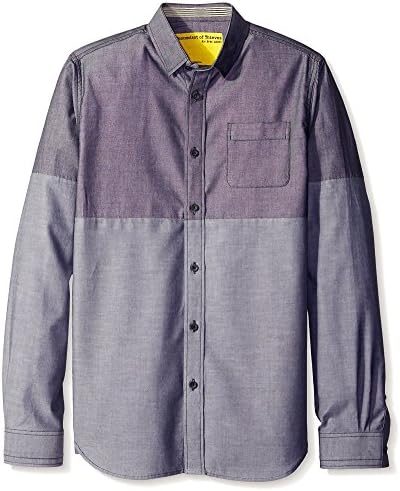 Descendant of Thieves Men's 2-Way Oxford Shirt, Grey/Black, M