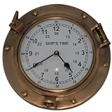 IMAGE OF Porthole Wall Clock Solid Antique Brass Nautical Ships 9 Inch