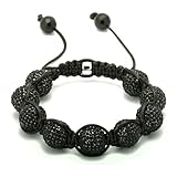 IMAGE OF All Black Everything Shamballa Disco Ball Bead Buddhist Bracelet