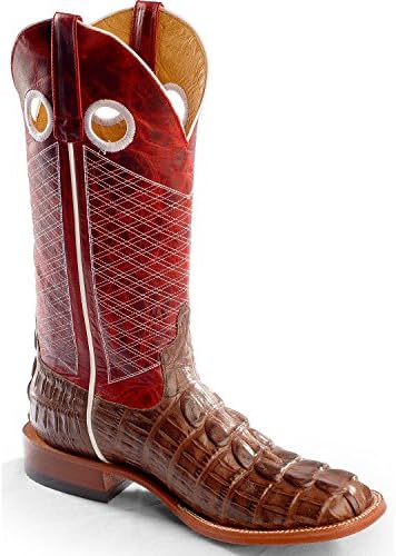 Anderson Bean Men's Horse Power Caiman Tail Print Western Boot Square Toe Chocolate 13 D(M) US