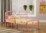 Pink Finish Metal Toddler Bed Frame with Rails