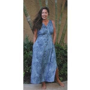 Sea Breeze Hawaiian Aloha Button Front Long Tank Dress