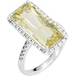 14K White Gold Lime Quartz and Diamond Ring