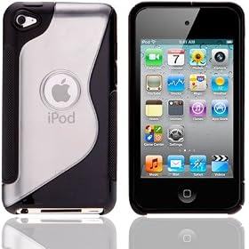 Silicone Gel Black and Clear Curve Case Skin Cover for iPOD TOUCH 4 4G (All Models) + FREE Ultra Clear Screen Protector