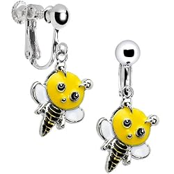 Handcrafted Buzzing Bumble Bee Clip Earrings