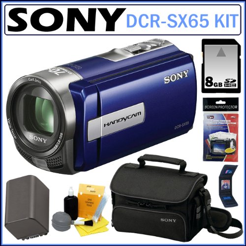 Sony DCR-SX65/L DCR-SX65 DCRSX65 4GB Handycam Camcorder with 70x Zoom in Blue + 8GB Accessory Kit Sony DCR-SX65/L DCR-SX65 DCRSX65 4GB Handycam Camcorder with 70x Zoom in Blue + 8GB Accessory Kit