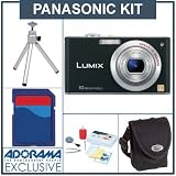 cheap Panasonic Lumix DMC-FX35 Digital Camera Kit, Black with 2 GB SD Memory Card, Table Top Tripod, Camera Case, Professional Lens Cleaning Kit