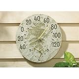 Whitehall Moss Green Fossil Sumac Thermometer Clock - 01799