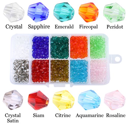 Bling Bling Assorted Color Faceted Bicone Crystal Glass Beads, Jewelry Bracelet or Necklace, #5328 #5301 etc