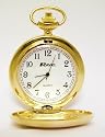 HUNTER FOB/POCKET WATCH-Chrome Lid/Chain/Clip-GOLD
