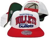 Washington Bullets White/ Red Two Tone Plastic Snapback Adjustable Snap Back Hat / Cap