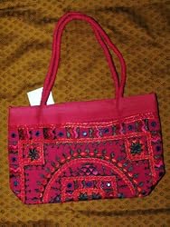 Womens Handbag Deep Red Banjara Mirrors Boho Purse Totes