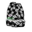 Set of 2 Universal-fit Hawaiian Hibiscus Floral Print Front Bucket Seat Cover - Charcoal Black