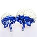 Sarahbridal Royal Blue Crystal Pearl Silk Rose Bridal Wedding Bouquet WF001