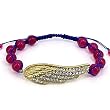 Goldtone Crystal Angel Wing Purple Stone Adjustable Friendship Bracelet