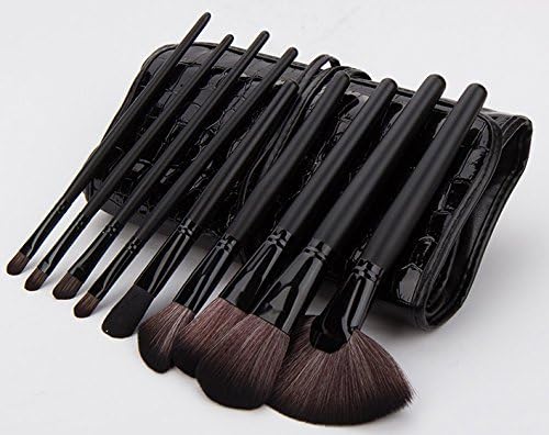 Emylike Makeup Brushes- Studio Quality Makeup Brushes Set 24pcs Professional Powder Eyeshadow Eyeliner Lip Brush Tool with black Faux Crocodile Pouch, 24 Count (Black)