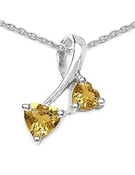 0.70 Carat Genuine Citrine Sterling Silver Pendant Necklace. 18"