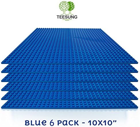 6 Pack LEGO Compatible Baseplate By TEESUNG - 10" X 10" Blue - Compatible with All Major Brands - Guaranteed NO Warp!!